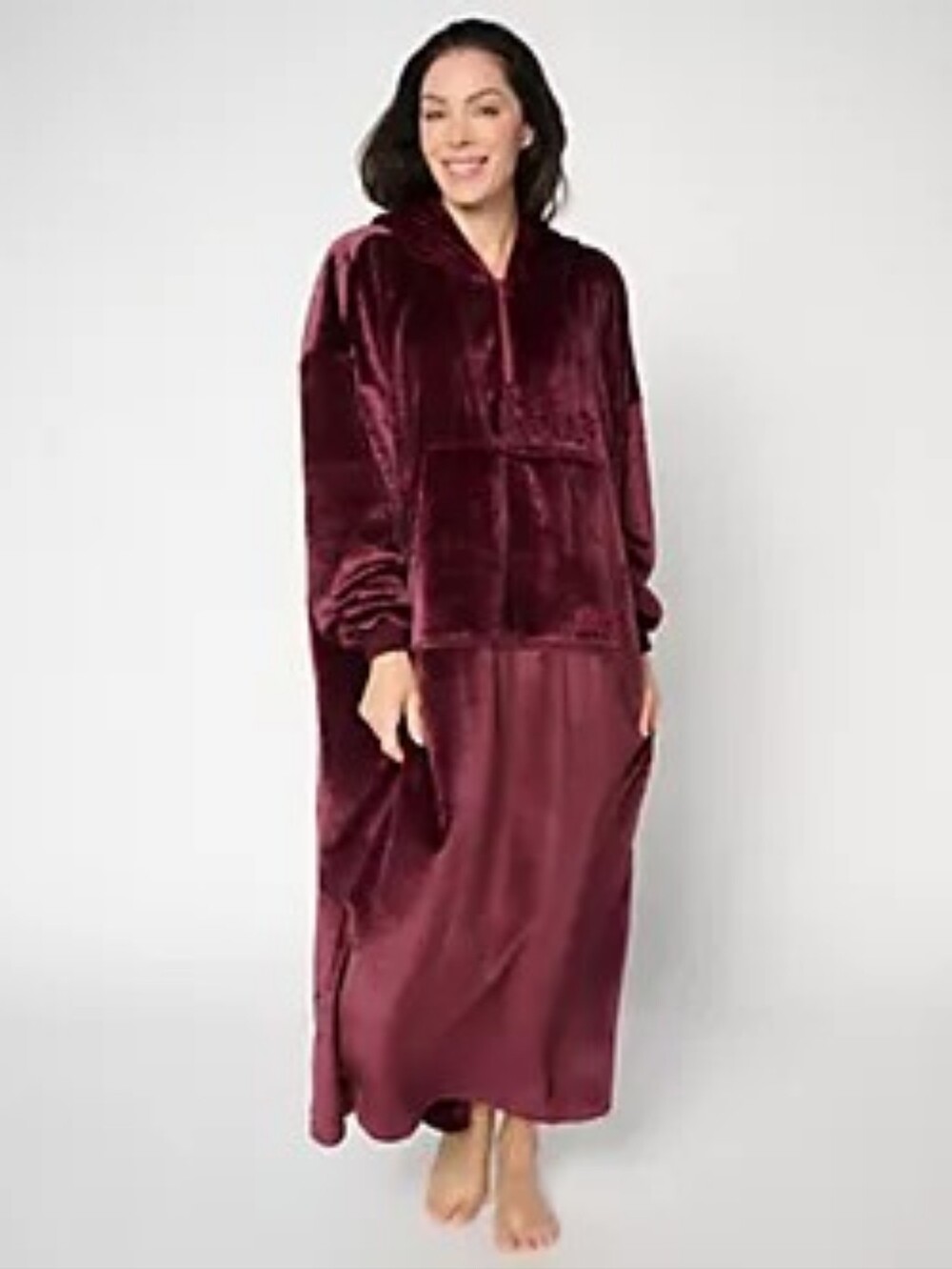 The Comfy Dream Long Quarter Zip Wearable Blanket - Burgandy/Maroon